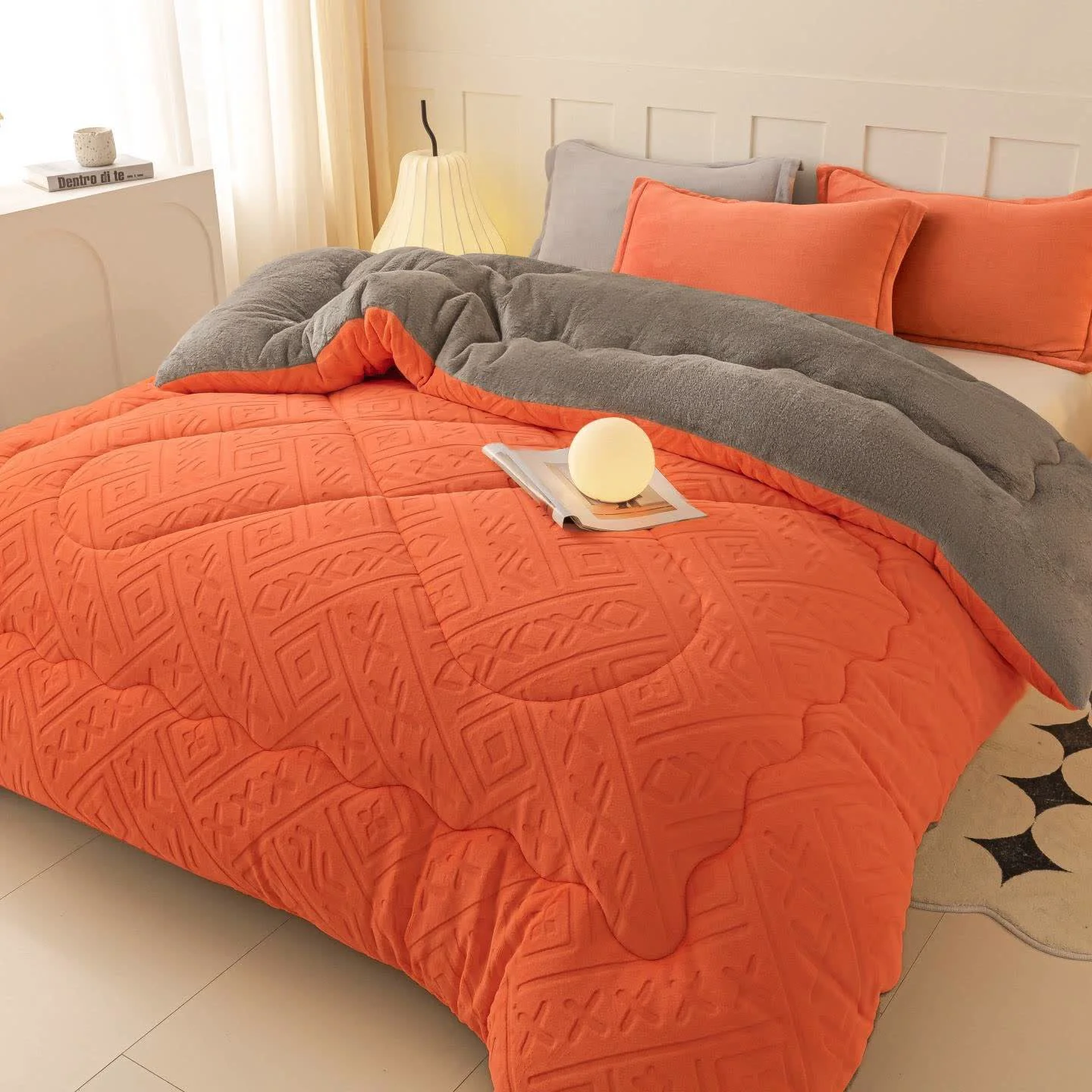 Fashionable Ownkoti Geometric Pattern Embossed Sherpa Plush Blanket Certified