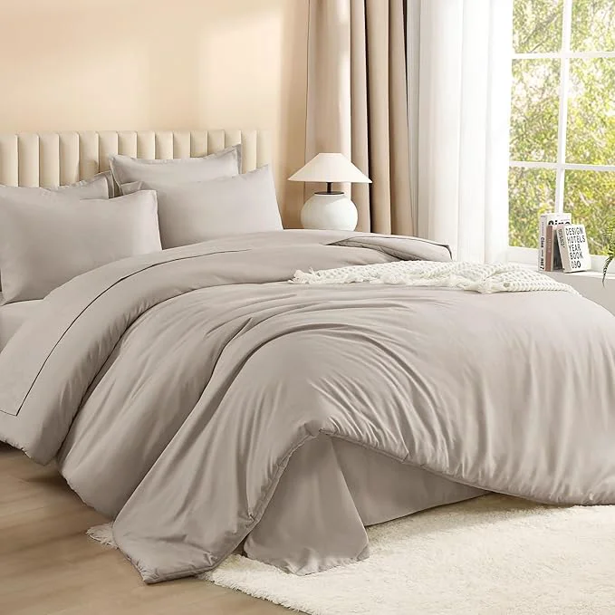 Detailed Litanika Twin Comforter Sets Linen – 5 Pieces Bed in a Bag Beddding Sets Solid Lightweight Bed Set with Comforter Sheets Pillowcase amp Sham Secure