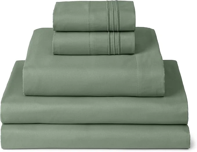 Flexible Mellanni Split King Sheets Set – 5 PC Iconic Collection Bedding – Hotel Luxury Extra Soft Cooling Bed Sheets – Wrinkle Fade Stain Resistant Split King Sage Unique