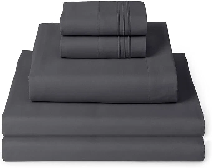 Genuine Mellanni Split King Sheets Set – 5 PC Iconic Collection Bedding – Hotel Luxury Extra Soft Cooling Bed Sheets – Wrinkle Fade Stain Resistant Split King Charcoal Responsible