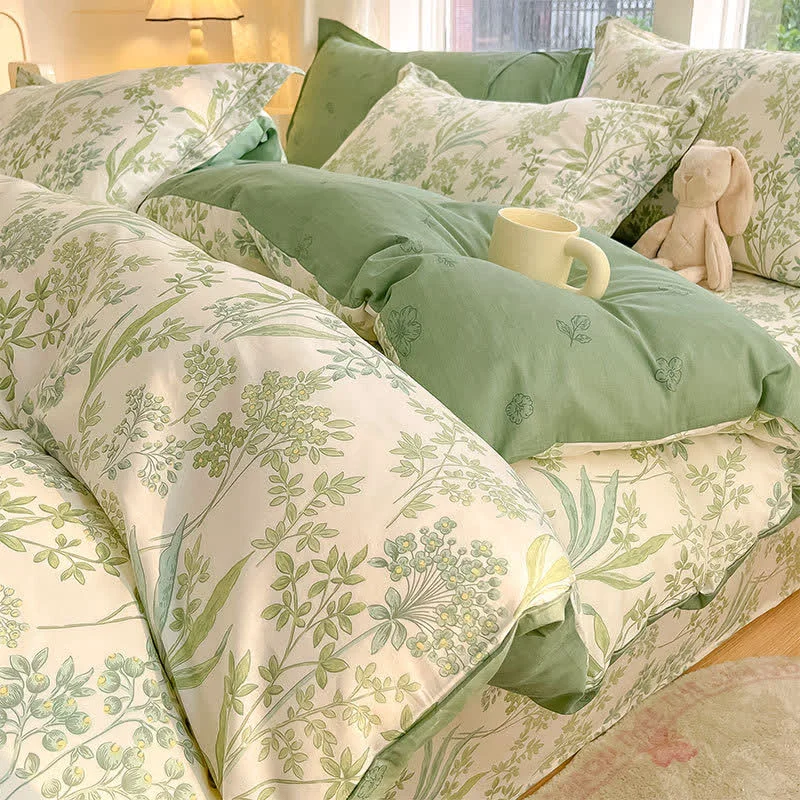 Efficient Ownkoti Organic Botanical Leaf Cotton Bedding Set 4PCS Crafted