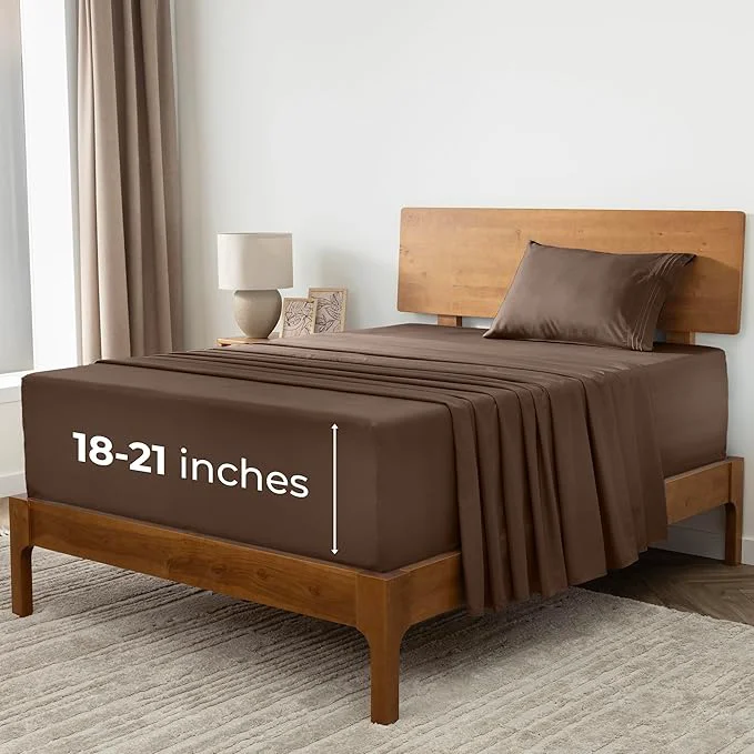 Selected Mellanni Extra Deep Twin XL Sheets – 3 PC Iconic Collection Bedding – Hotel Luxury Ultra Soft Cooling Bed Sheets – Wrinkle Fade Stain Resistant Twin Extra Long Brown Trendy