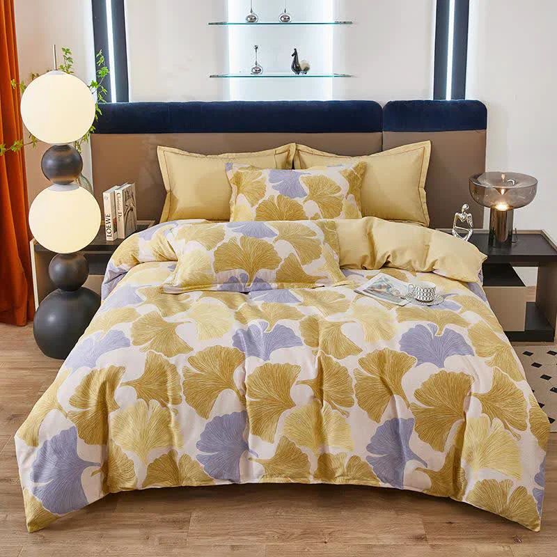 Specialty Ownkoti Ginkgo Leaf Inspired Reversible Bedding Set 4PCS Soft
