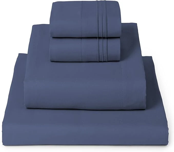 Professional Mellanni Full Sheets Set – 4 PC Iconic Collection Bedding – Hotel Luxury Extra Soft Cooling Bed Sheets – Wrinkle Fade Stain Resistant Full Blue Nova Sophisticated