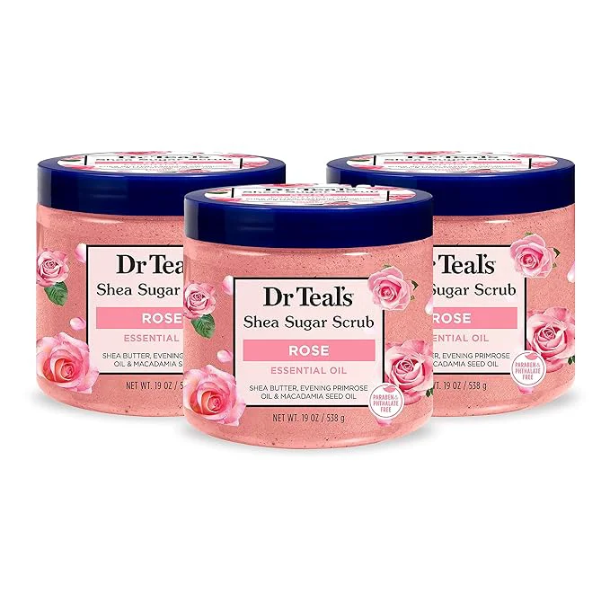 Lightweight Dr Teal’s Shea Sugar Body Scrub Rose Organic