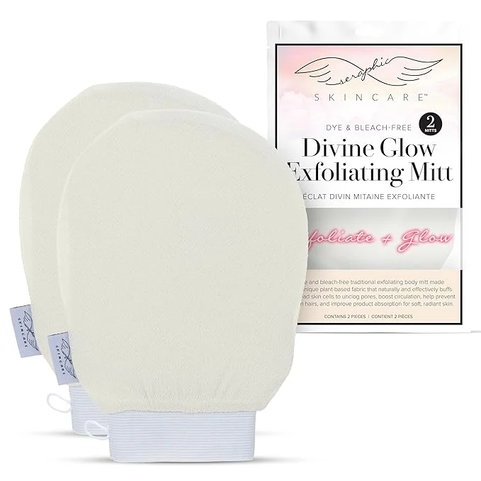 Premium Material Seraphic Skincare Divine Glow Exfoliating Mitt – Vegan Viscose Traditional Easy-to-Use