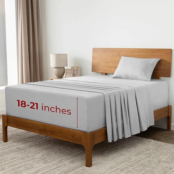 Casual Mellanni Extra Deep Twin Sheets – 3 PC Iconic Collection Bedding – Hotel Luxury Ultra Soft Cooling Bed Sheets – Wrinkle Fade Stain Resistant Twin Light Gray Original Design