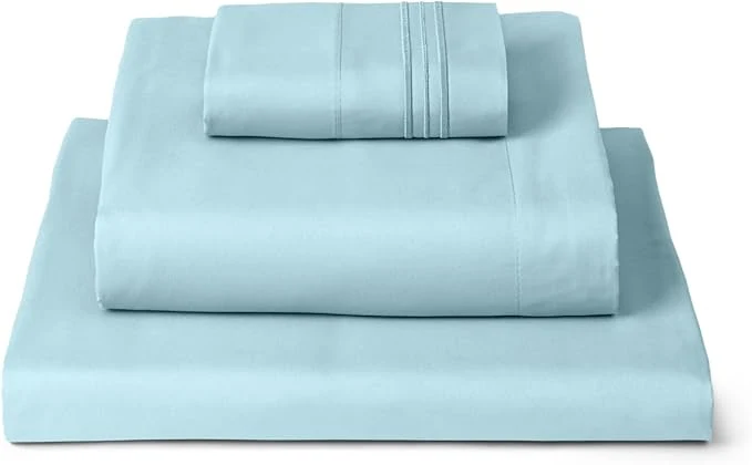 Practical Mellanni Twin Sheets Set – 3 PC Iconic Collection Bedding – Hotel Luxury Extra Soft Cooling Bed Sheets – Wrinkle Fade Stain Resistant Twin Aqua Traditional