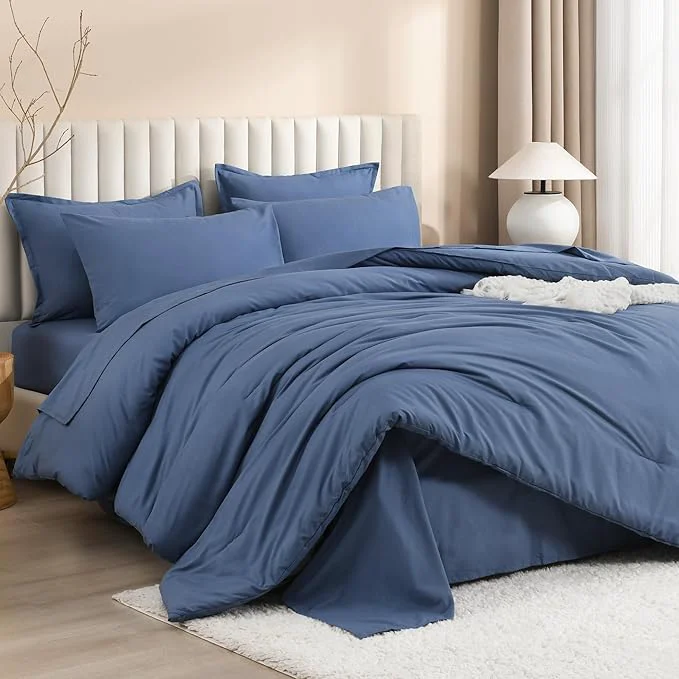 User-Friendly Litanika Oversized King Comforter Sets Ocean Blue – 7 Pieces Bed in a Bag Oversized King Bedding Comforter Sets Solid Lightweight Bed Set with Comforter Sheets Pillowcases amp Shams Unique