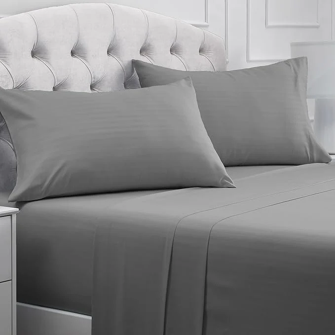 Top-Quality Mellanni Queen Sheets Set – 4 PC Iconic Collection Bedding – Hotel Luxury Extra Soft Cooling Bed Sheets – Wrinkle Fade Stain Resistant Queen Striped Gray Silver Easy-to-Use