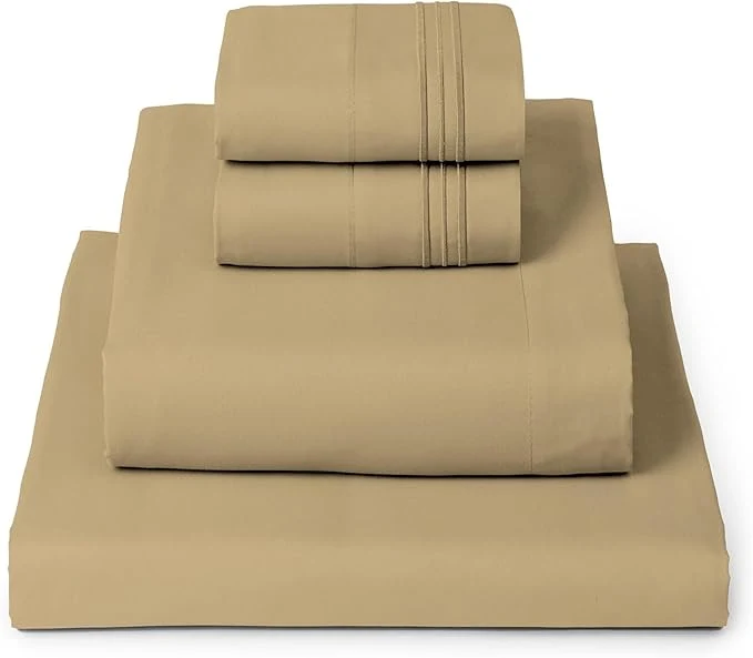 Effective Mellanni California King Sheets Set – 4 PC Iconic Collection Bedding – Hotel Luxury Extra Soft Cooling Bed Sheets – Wrinkle Fade Stain Resistant Cal King Gold Sophisticated