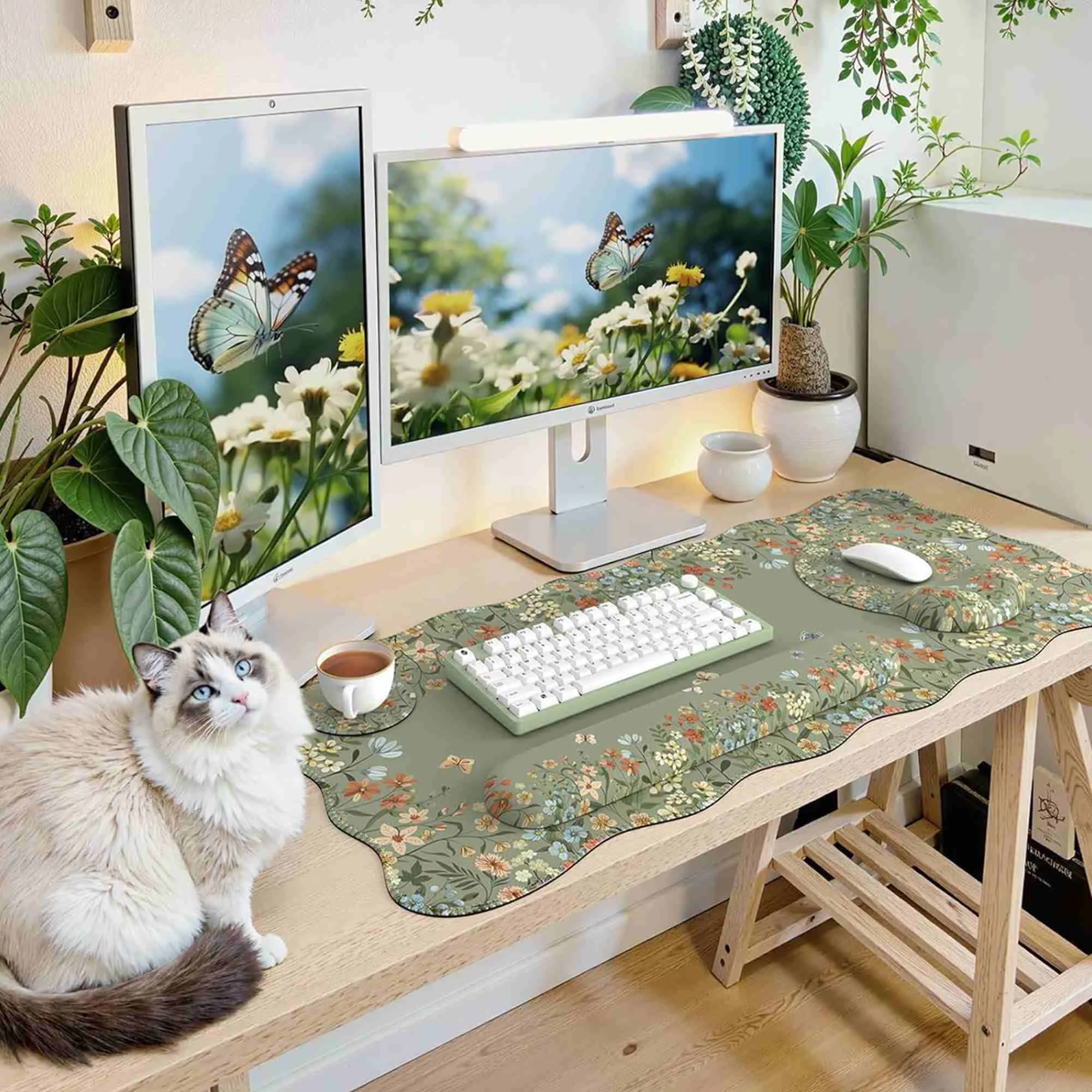 Functional Ownkoti Floral Ergonomic Desk Mouse Pad Set Modern