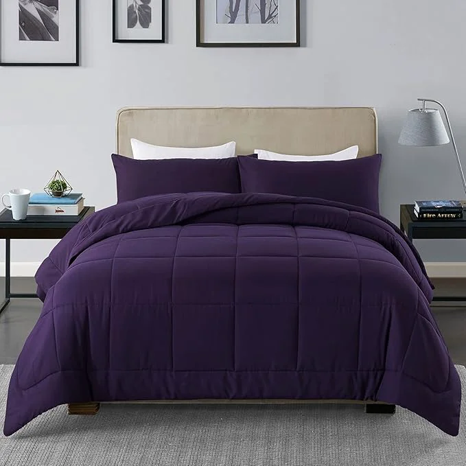 Functional DOWNCOOL Twin Comforter Set -All Season Bedding Comforters Sets with 1 Pillow Case -2 Pieces Bed Set Down Comforter Set -Purple Twin Bedding Sets 64 quot x88 quot Sophisticated