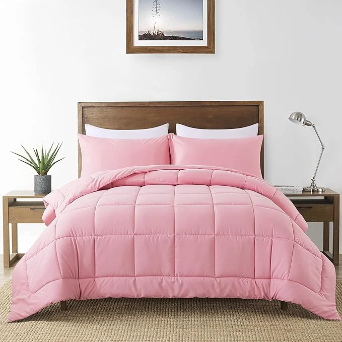 Healthy DOWNCOOL King Size Comforter Set -All Season Bedding Comforters Sets with 2 Pillow Cases -3 Pieces Bed Set Down King Bedding Set -Pink King Comforter Set 102 quot x90 quot Premium