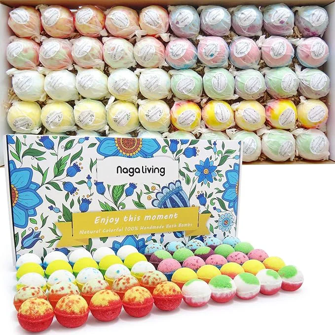 World-Class Bath Bombs Gift Set 50 Handmade Bulk Bath Bombs Efficient