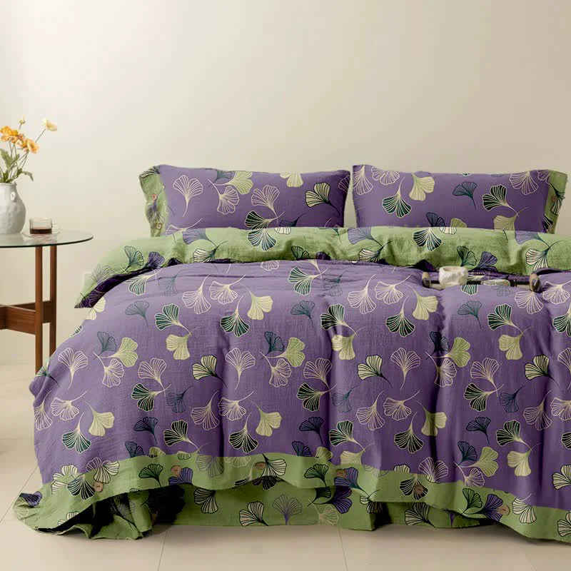 Breathable Ownkoti Ginkgo Cotton Reversible Bedding Set 4PCS Artisan