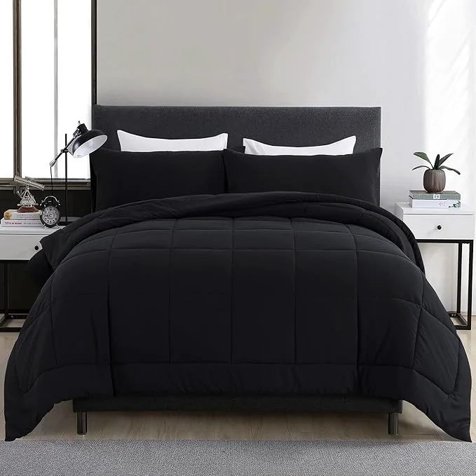 User-Friendly DOWNCOOL Queen Comforter Set -All Season Queen Bed Set with 2 Pillow Cases-3 Pieces Bedding Sets Queen -Down Black Queen Size Comforter Sets 88 quot x92 quot Casual