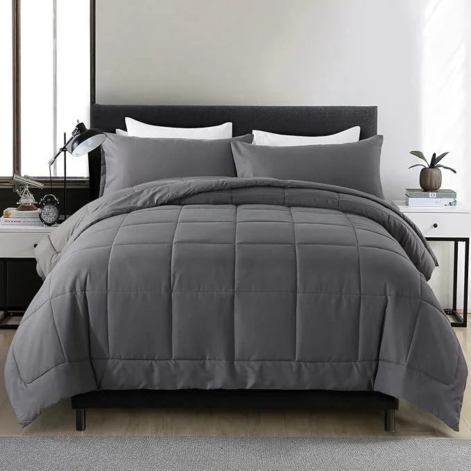 Organic DOWNCOOL Full Size Comforter Sets -All Season Bedding Comforters Sets with 2 Pillow Cases -3 Pieces Bed Set Down Comforter Set -Grey Bedding Sets Full 82 quot x86 quot High-Performance