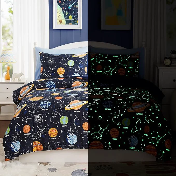 Excellent Twin Kids Comforter Set – 5 Pieces Twin Bedding Sets for Boys Glow in The Dark Space Bed in A Bag with Sheets Next-Generation