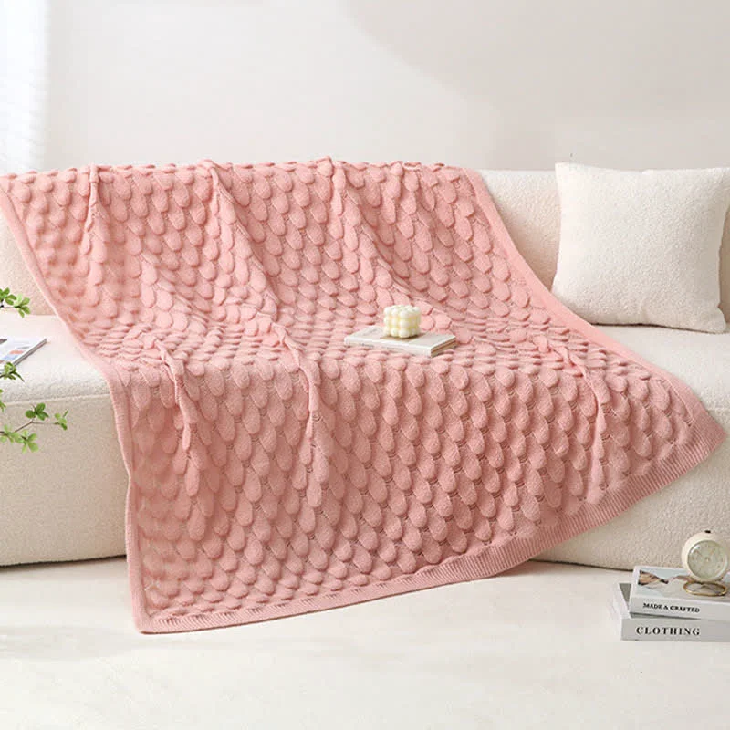 Trendy Ownkoti Solid Textured Knit Throw Blanket Minimalist
