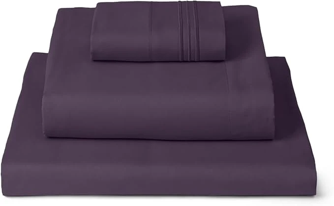 Recyclable Mellanni Twin Sheets Set – 3 PC Iconic Collection Bedding – Hotel Luxury Extra Soft Cooling Bed Sheets – Wrinkle Fade Stain Resistant Twin Purple Quality