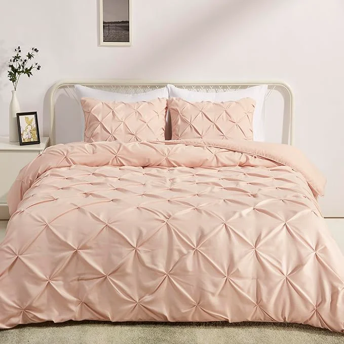 Easy-to-Use Amazon Basics Queen Size Comforter Sets All-Season Down- 3-Piece Bedding Set Pinch Pleat Design Full Queen Size Blush Healthy