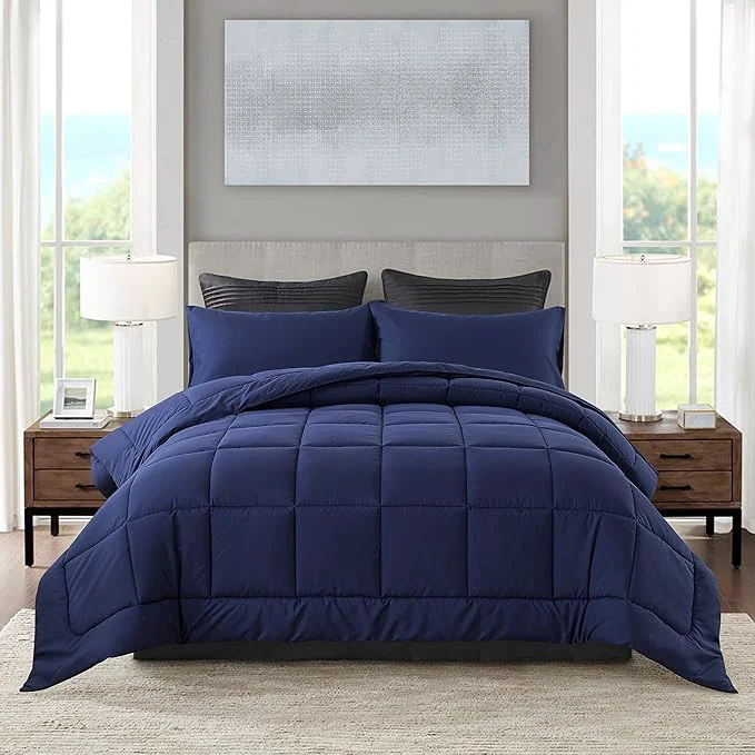Reusable DOWNCOOL Twin Comforter Set -All Season Bedding Comforters Sets with 1 Pillow Case -2 Pieces Bed Set Down Comforter Set -Blue Twin Bedding Sets 64 quot x88 quot High-End