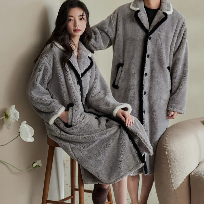 Fast Ownkoti Gray Plush Couple Bathrobe Fine