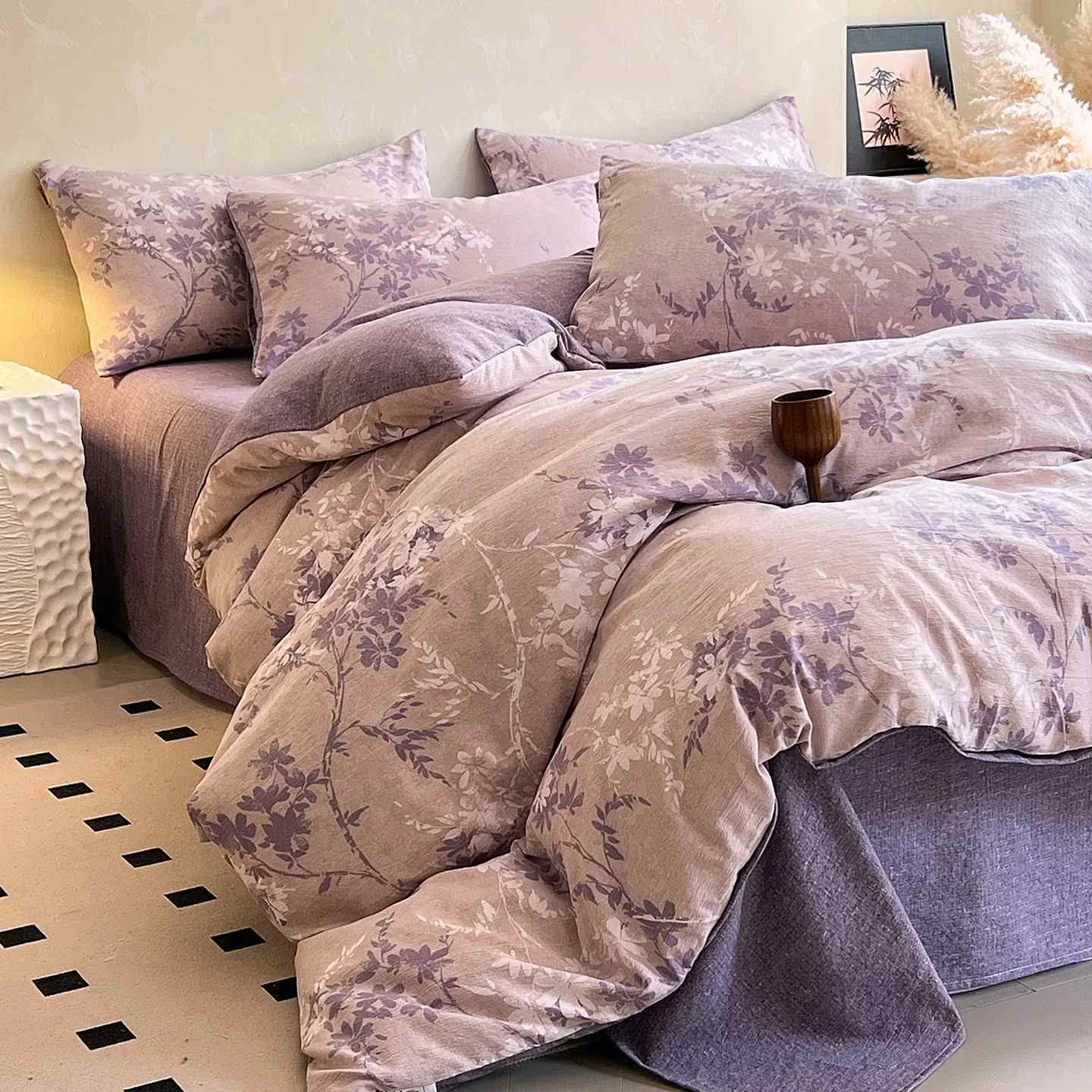 High-Quality Ownkoti Vintage Floral Blossom Print Bedding Set 4PCS Safe