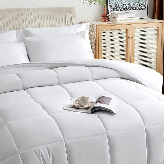 Carefully Designed TAIMIT White Full Size Comforter Set – 7 Pieces Bed in a Bag Bedding Sets with All Season Soft Quilted Warm Fluffy Reversible Comforter Flat Sheet Fitted Sheet 2 Pillow Shams 2 Pillowcases Responsible