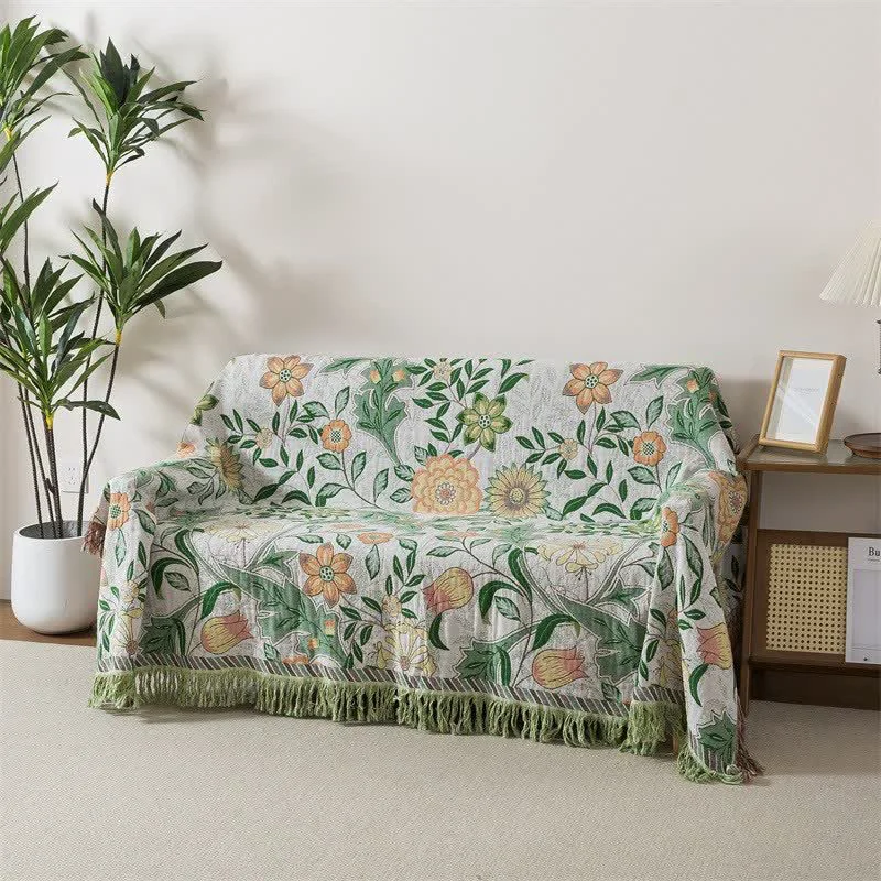 Long-Lasting Ownkoti Refresh Floral Cotton Gauze Tassel Blanket Original Design