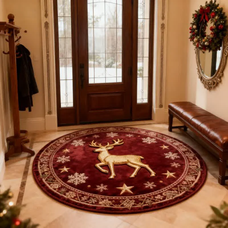 Trusted Ownkoti Christmas Reindeer 3d Effect Rug Traditional