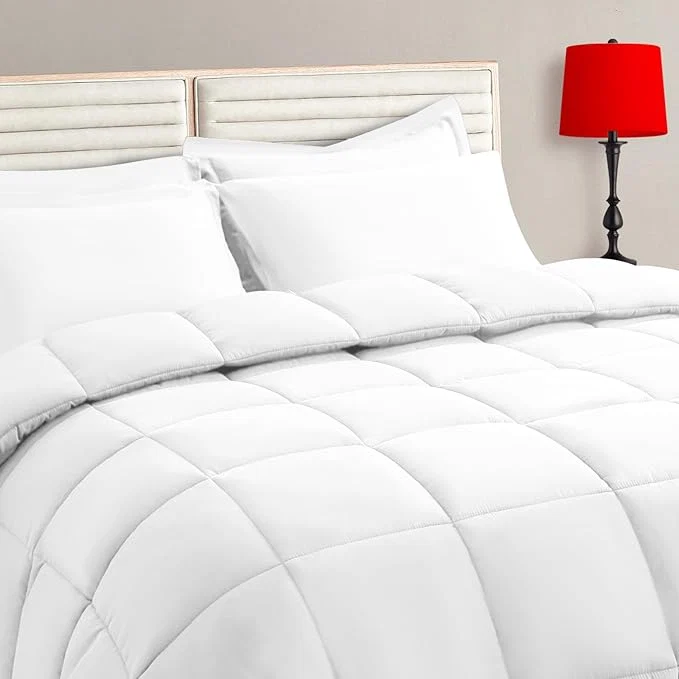 User-Friendly TAIMIT White Queen Size Comforter Set – 7 Pieces Bed in a Bag Bedding Sets with All Season Soft Quilted Warm Fluffy Reversible Comforter Flat Sheet Fitted Sheet 2 Pillow Shams 2 Pillowcases Minimalist