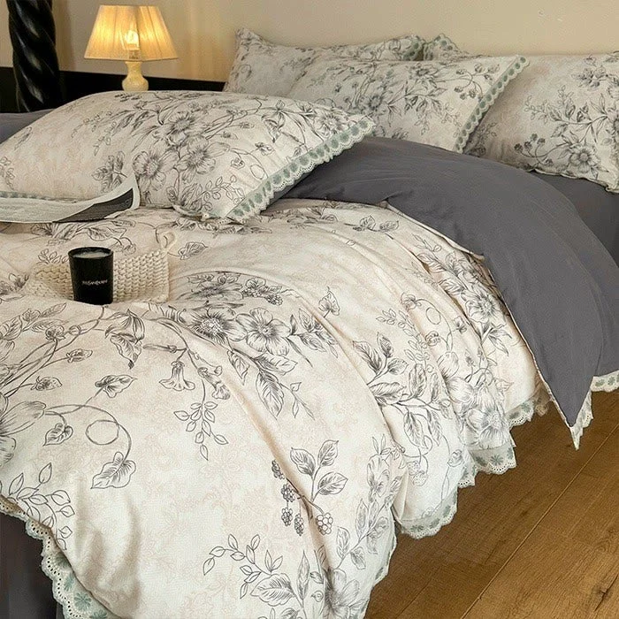 Sustainable Ownkoti Pure Cotton Vintage Botanical Cotton Bedding Flexible