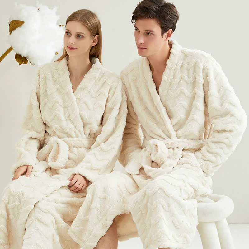 Practical Ownkoti Unisex Wavy Textured Plush Robe Secure