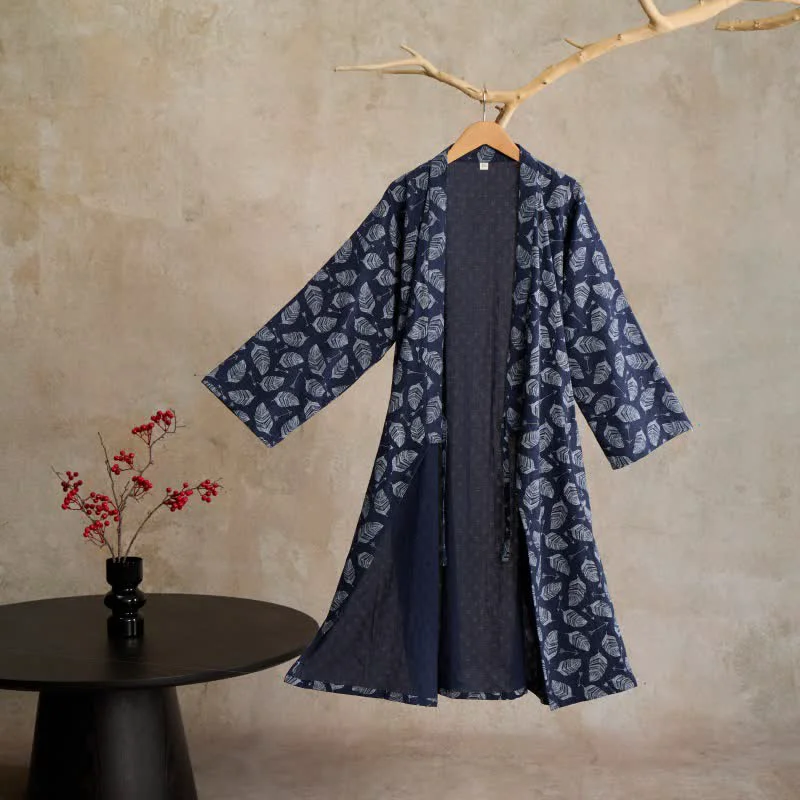 High-Quality Ownkoti Leaf Arrow Cotton Kimono Robe Environmentally Friendly