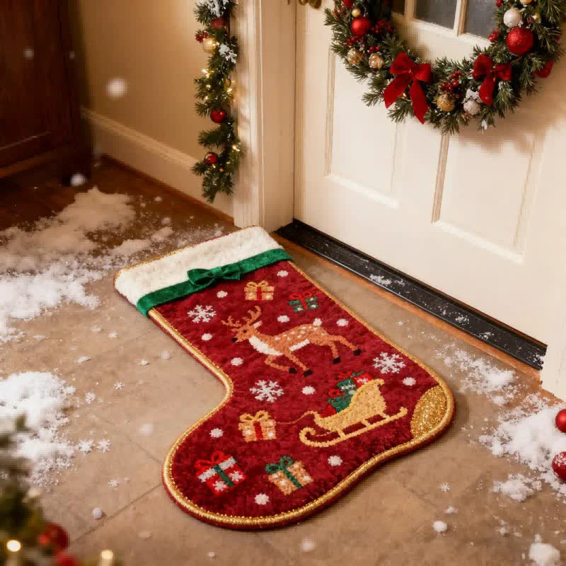 Eco-Friendly Ownkoti Christmas Inspired Stocking-Shaped Rug Professional