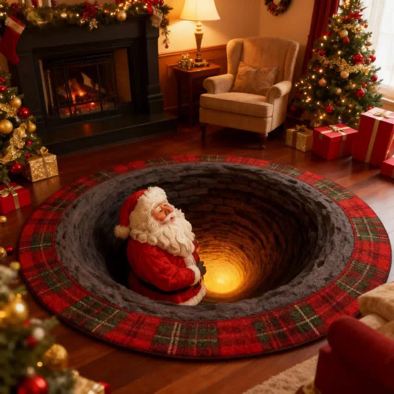 Top-Quality Ownkoti Christmas Santa Plaid 3D Effect Rug Organic