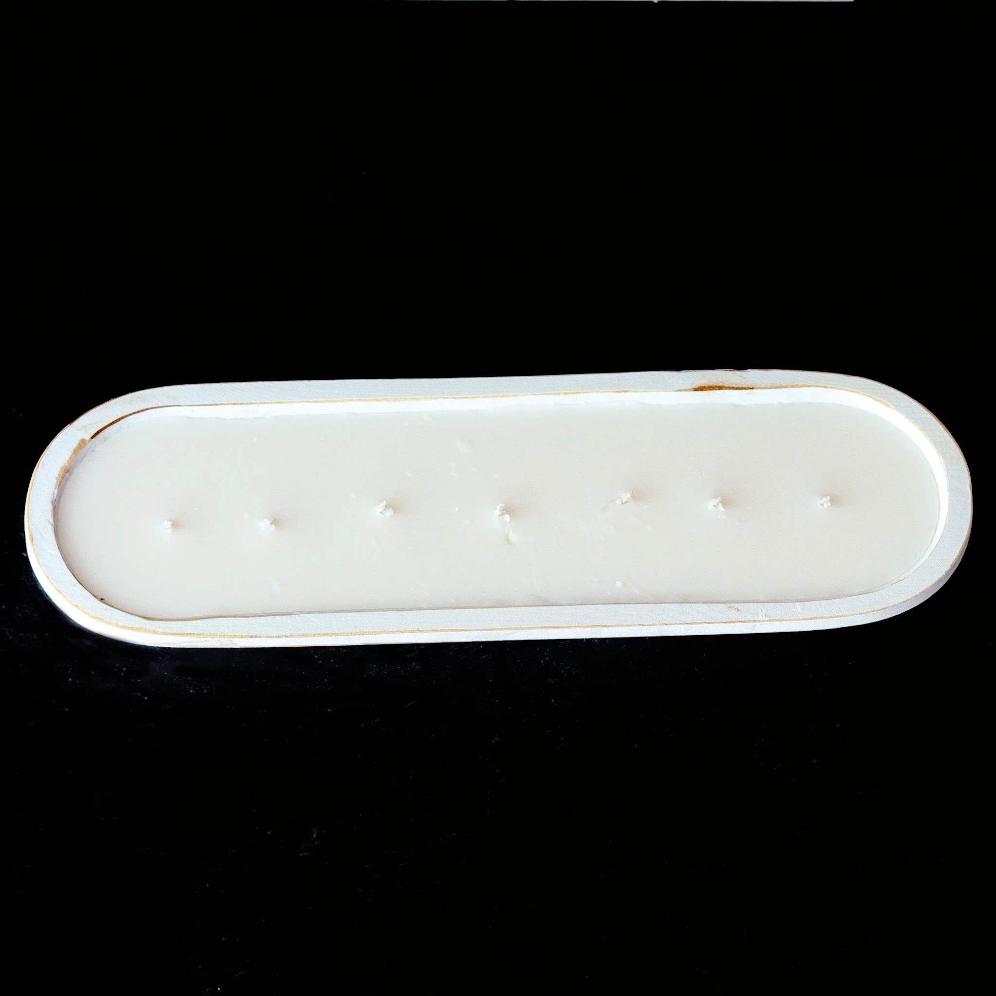 Organic Unscented – 7 Wick White Wood Dough Bowl Soy Candle Luxury