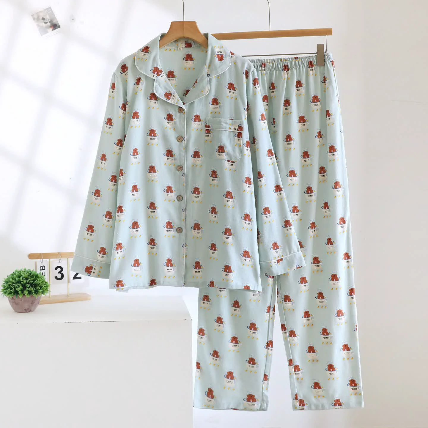 Effective Ownkoti Teacup Bear Brushed Cotton Loungewear Set Exclusive