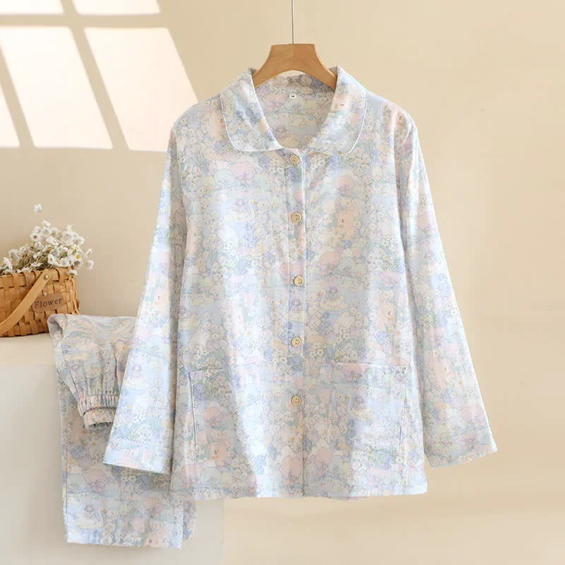 Efficient Ownkoti Swan Garden Brushed Cotton Loungewear Set Verified
