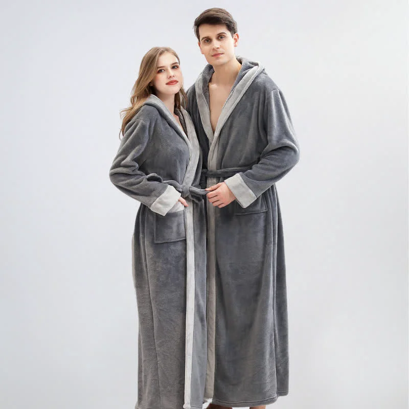 Luxury Ownkoti Unisex Fleece Plush Warm Hooded Robe Refined