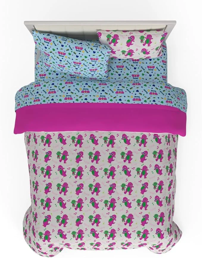 High-Performance Barney amp Friends Bedding 7 Piece Super Soft Reversible Comforter and Sheet Set with Sham Full ly Licensed Product By Franco