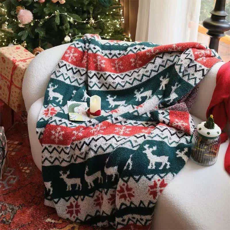 Carefully Designed Ownkoti Christmas Fair Isle Reindeer Throw Blanket Versatile