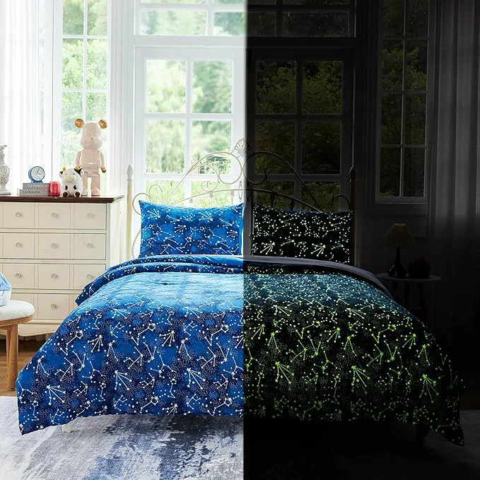 Easy-to-Use Cokouchyi Twin Comforter Sets for Boys Girls Glow in The Dark Kids Bedding Sets 4 Pcs Twin Bed in a Bag with Comforter Sheets Pillow Sham Galaxy Genuine