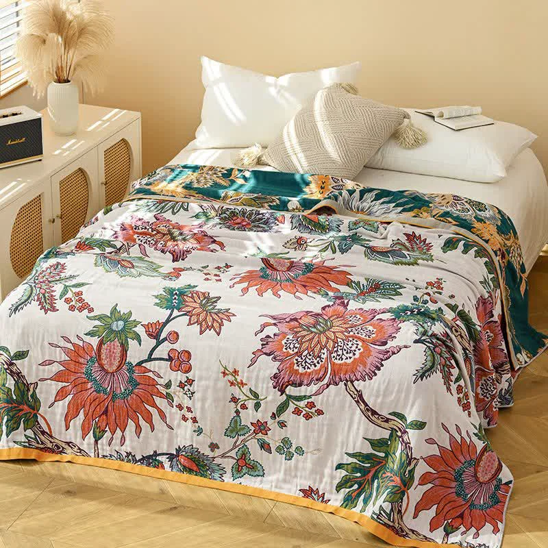 Reliable Ownkoti Retro Blooming Flower Cotton Gauze Quilt High-Quality