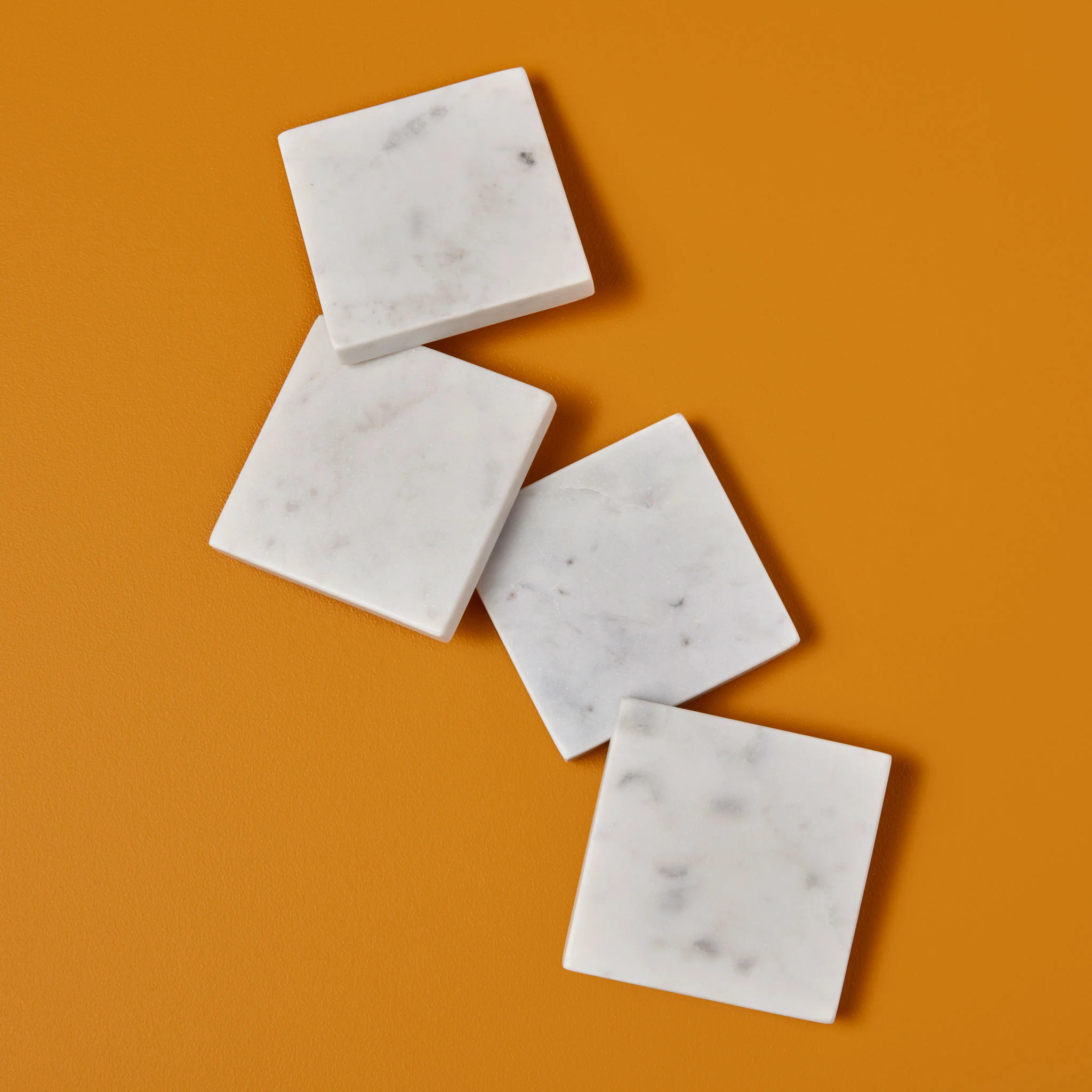 Innovative White Marble Square Coasters Set of 4 Elegant