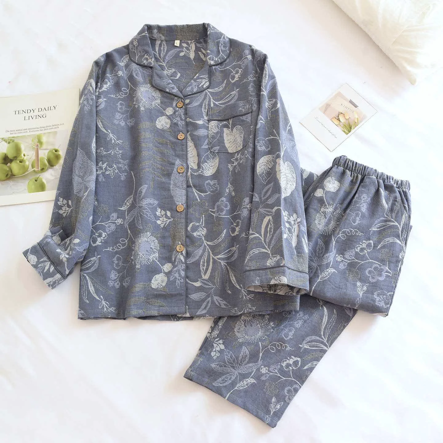 High-Performance Ownkoti Elegant Floral Leaf Cotton Loungewear Set Smart