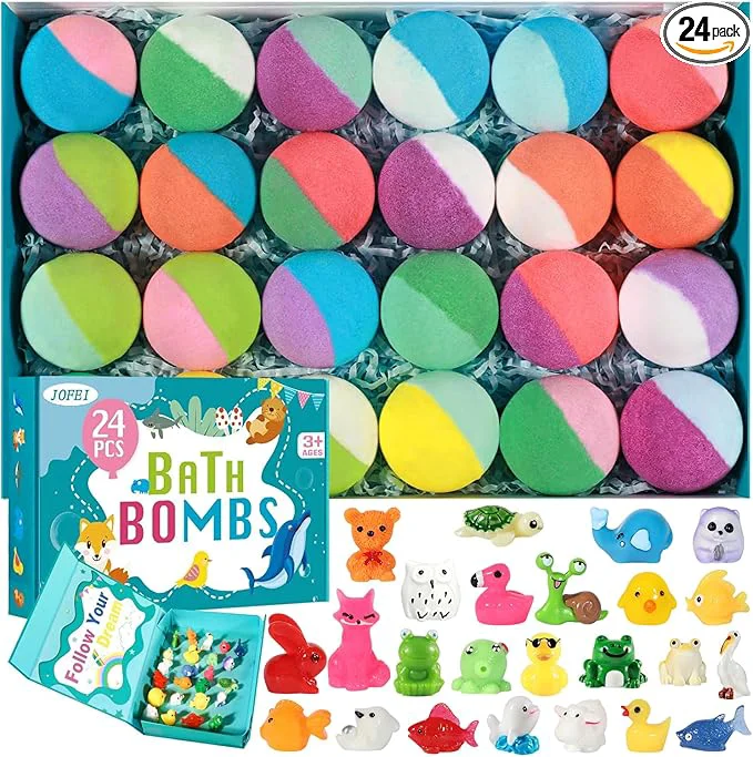 High-End Bath Bombs for Kids with Surprise Inside 24 Pack Kids Bath Bombs with Toys Consistent