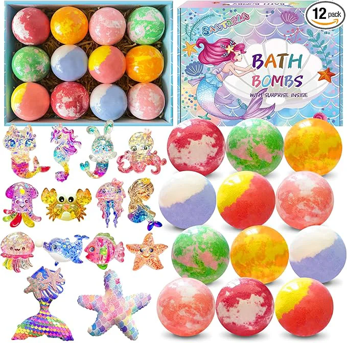 Expertly Made Bath Bombs for Kids with Surprise Inside Shea Coco Butter Dry Skin Moisturize Superior